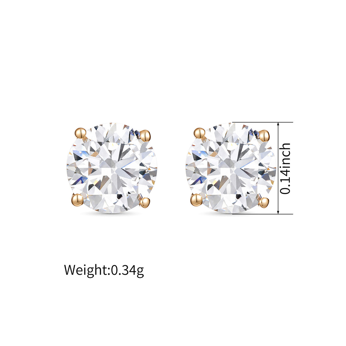 ⭐️0.4CT Lab Diamond Round Stud Earrings in 14K