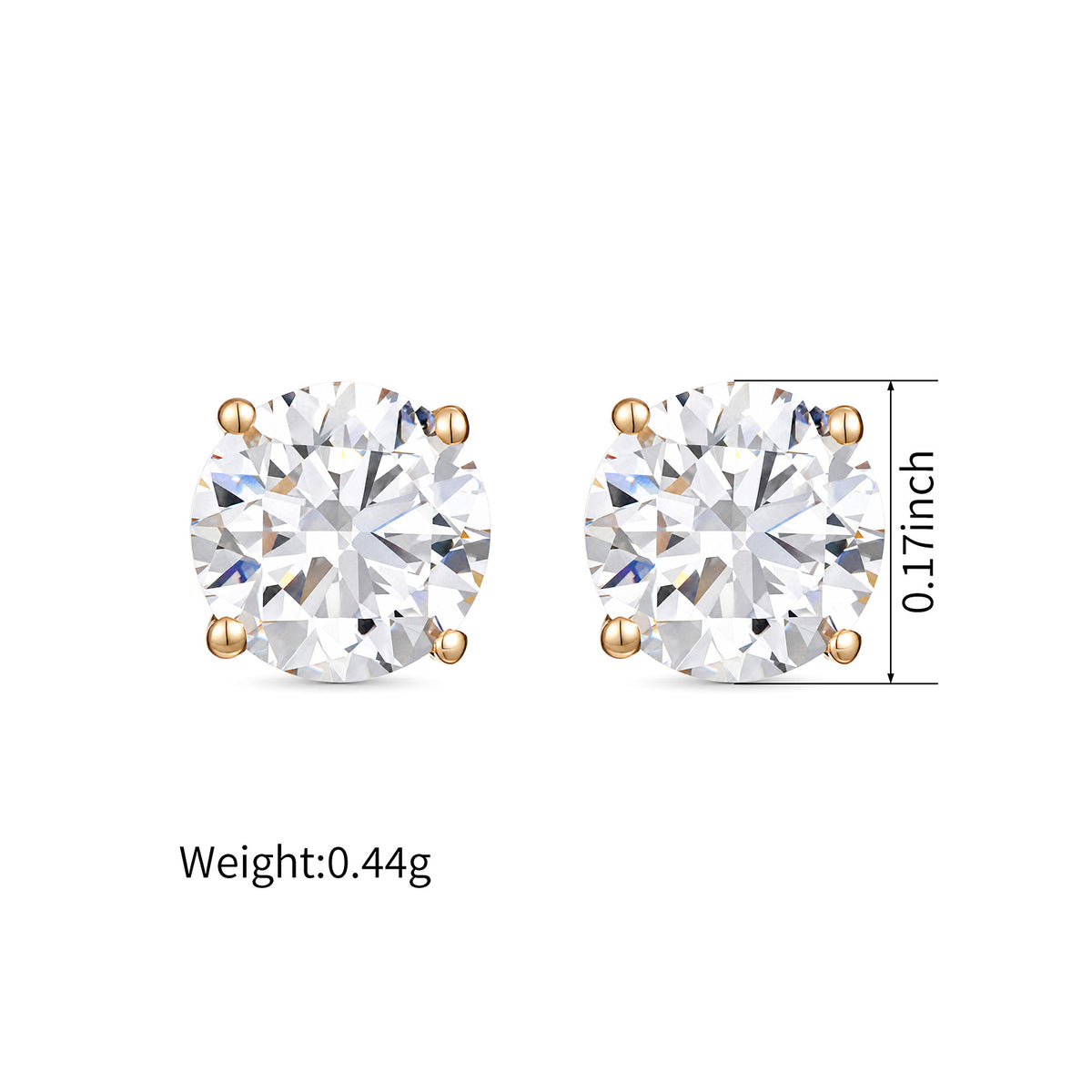 ⭐️0.62CT Lab Diamond Round Stud Earrings in 14K