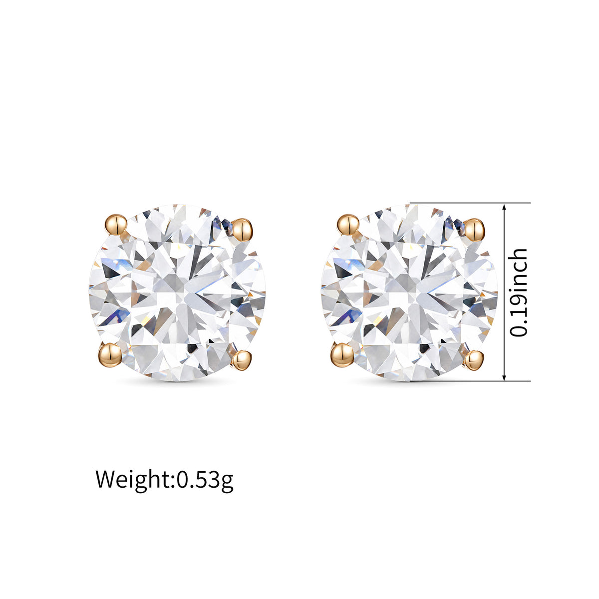 ⭐️0.84CT Lab Diamond Round Stud Earrings in 14K
