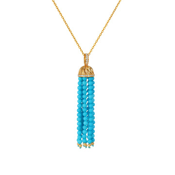 Turquoise Tassel Pendant in 18K Gold(Pendant Only）