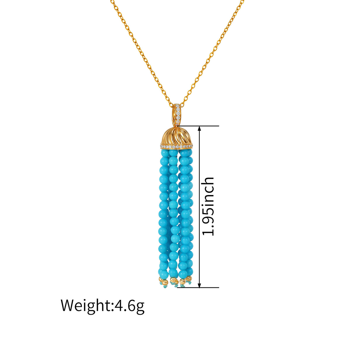 Turquoise Tassel Pendant in 18K Gold(Pendant Only）