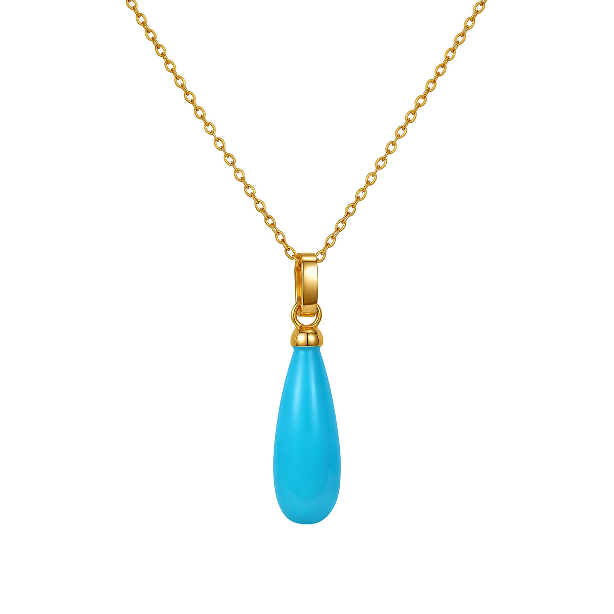 7ct Natural Teardrop Turquoise Pendant in 18K(Pendant Only)