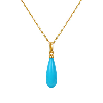 7ct Natural Teardrop Turquoise Pendant in 18K(Pendant Only)