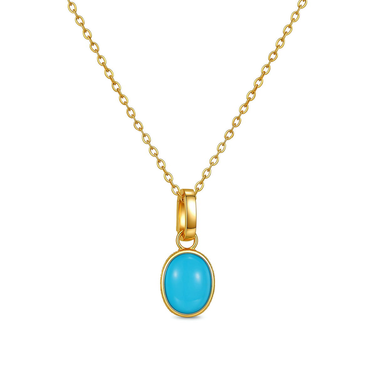 ⭐️Oval Turquoise Pendant & Natural Diamond Accent in 18k(Pendant Only)