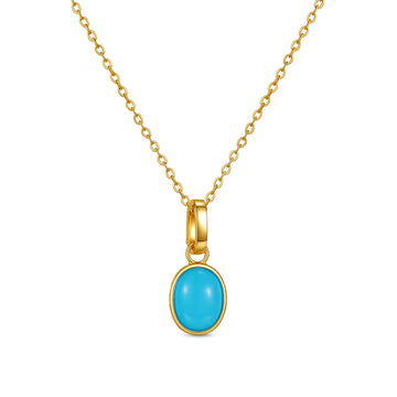 ⭐️Oval Turquoise Pendant & Natural Diamond Accent in 18k(Pendant Only)