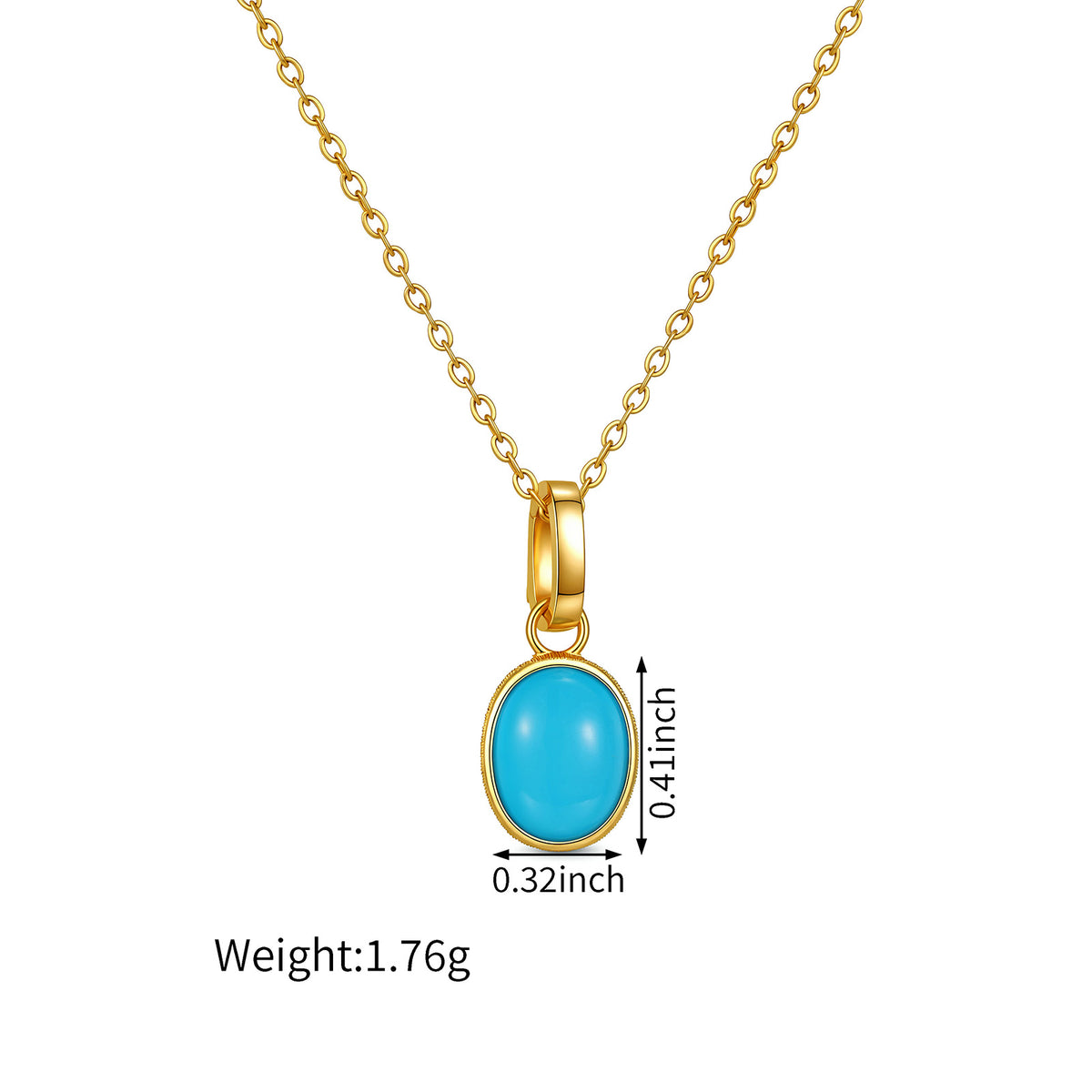 ⭐️Oval Turquoise Pendant & Natural Diamond Accent in 18k(Pendant Only)