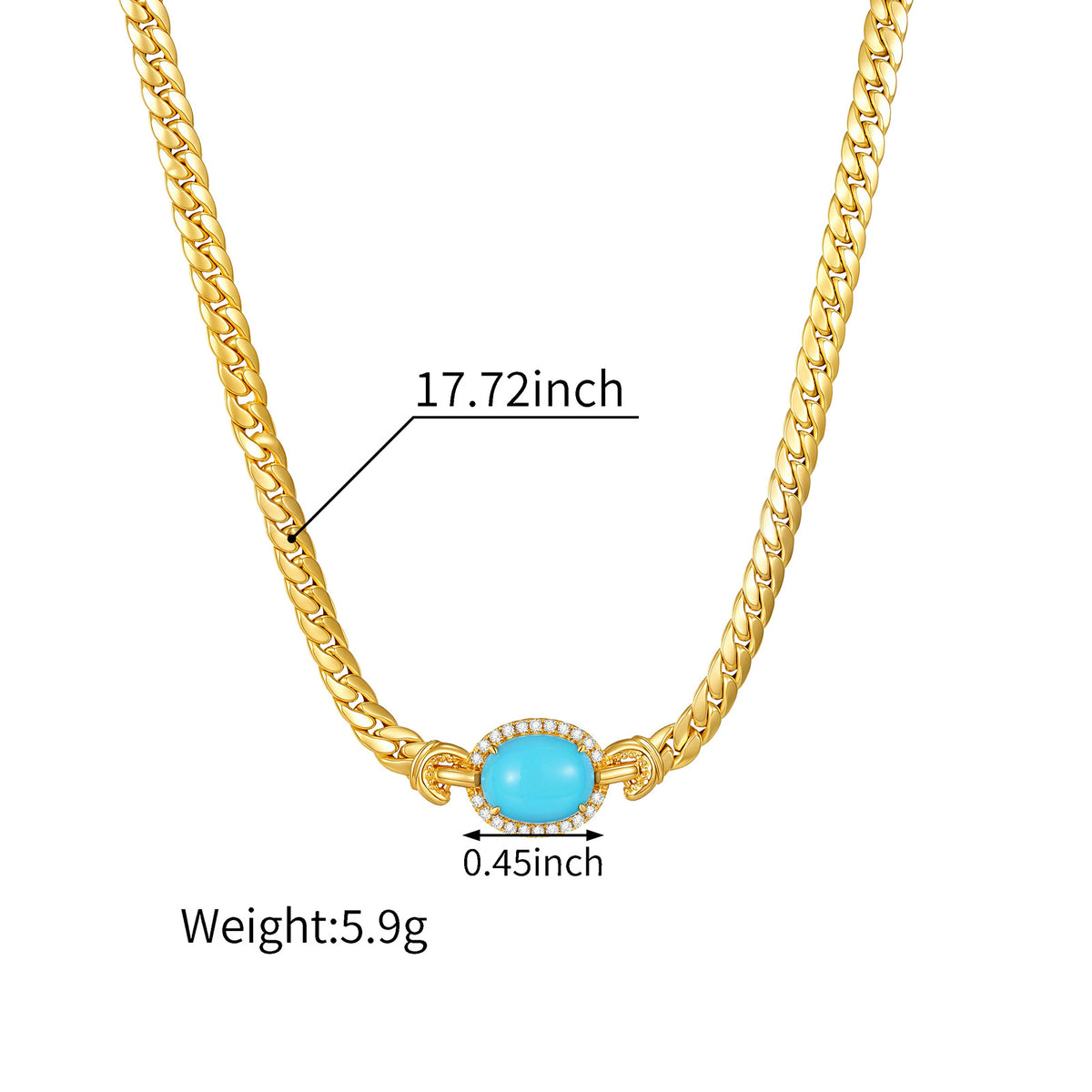 Turquoise & Natural Diamond Curb Chain Layering Necklace in 18K