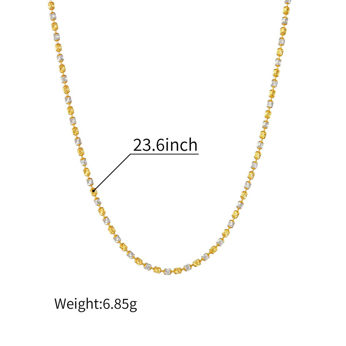 K18 Two-Tone Diamond-Cut Adjustable Chain Necklace | 23.6"