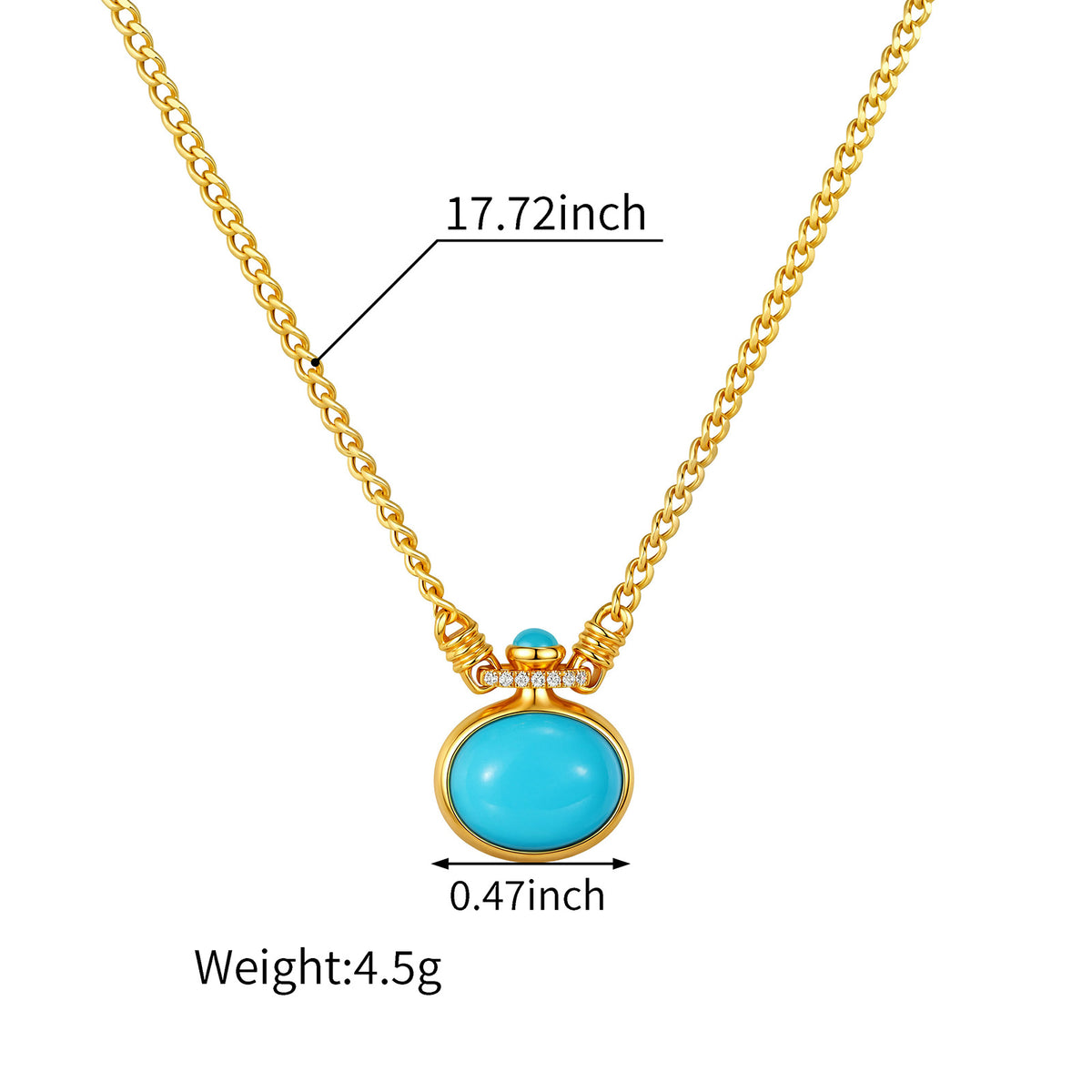 2.8ct Natural Turquoise & 0.02ct Natural Diamonds Necklace in 18K