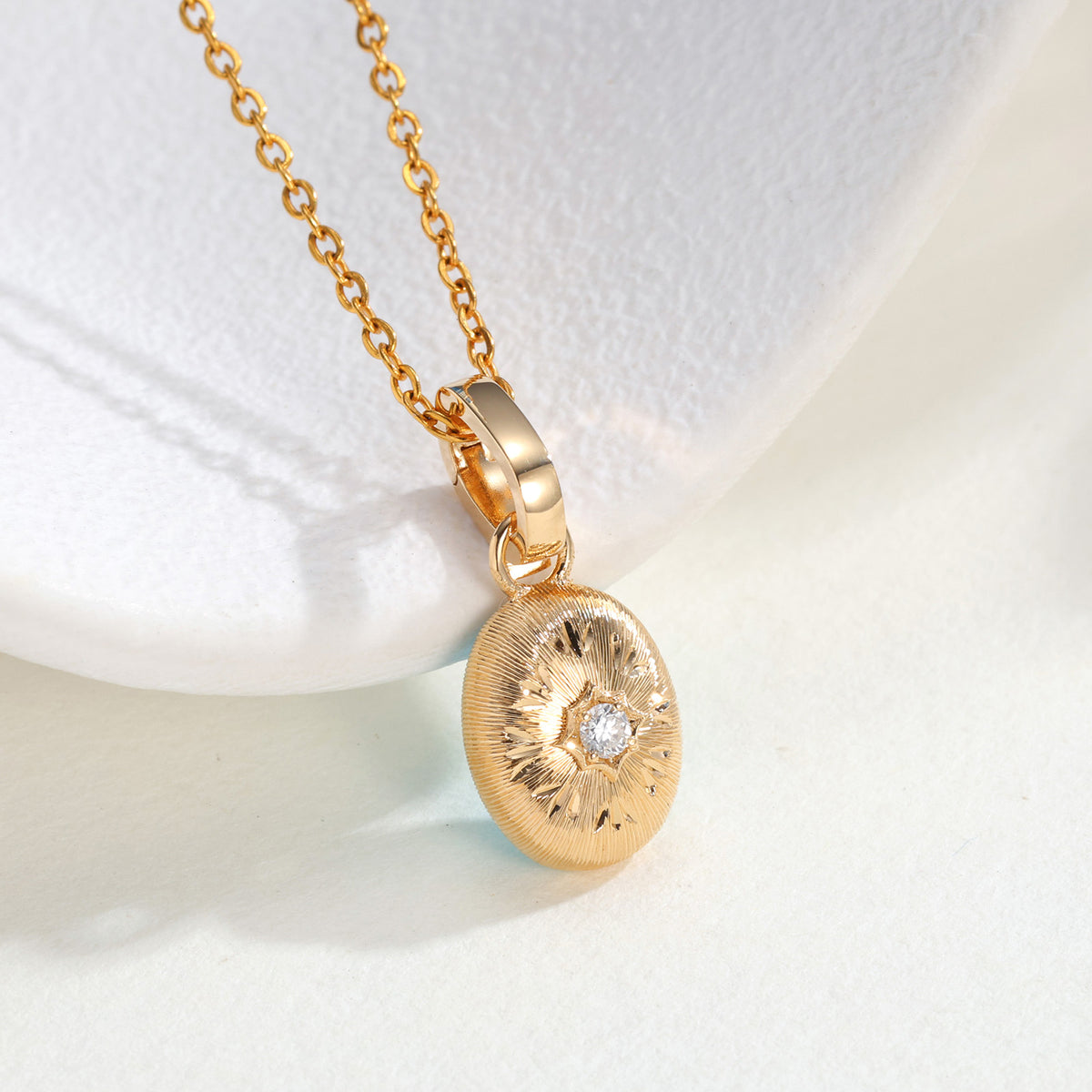 ⭐️Natural Emerald & Diamond Brushed Mini Round Ball Pendant in 18K Yellow Gold(Pendant Only)