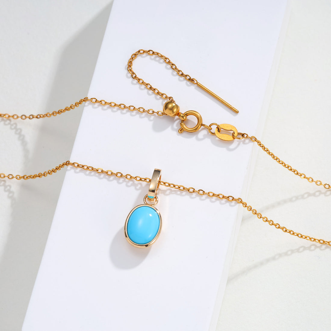 ⭐️Oval Turquoise Pendant & Natural Diamond Accent in 18k(Pendant Only)