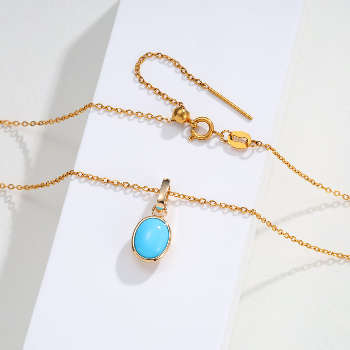 ⭐️Oval Turquoise Pendant & Natural Diamond Accent in 18k(Pendant Only)