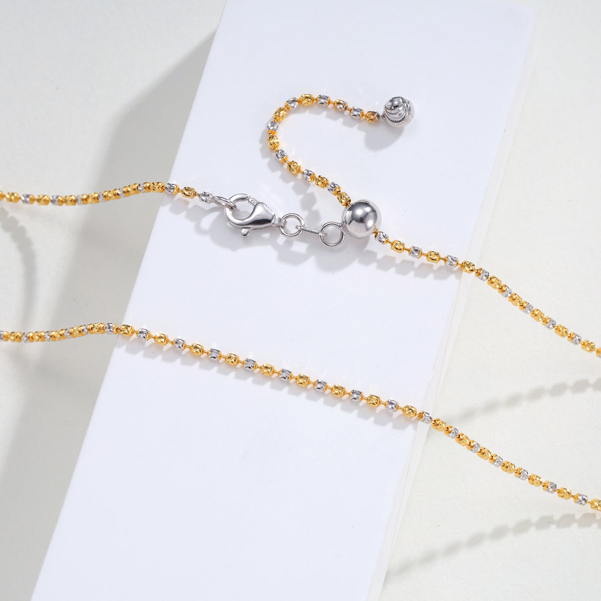 K18 Two-Tone Diamond-Cut Adjustable Chain Necklace | 23.6"