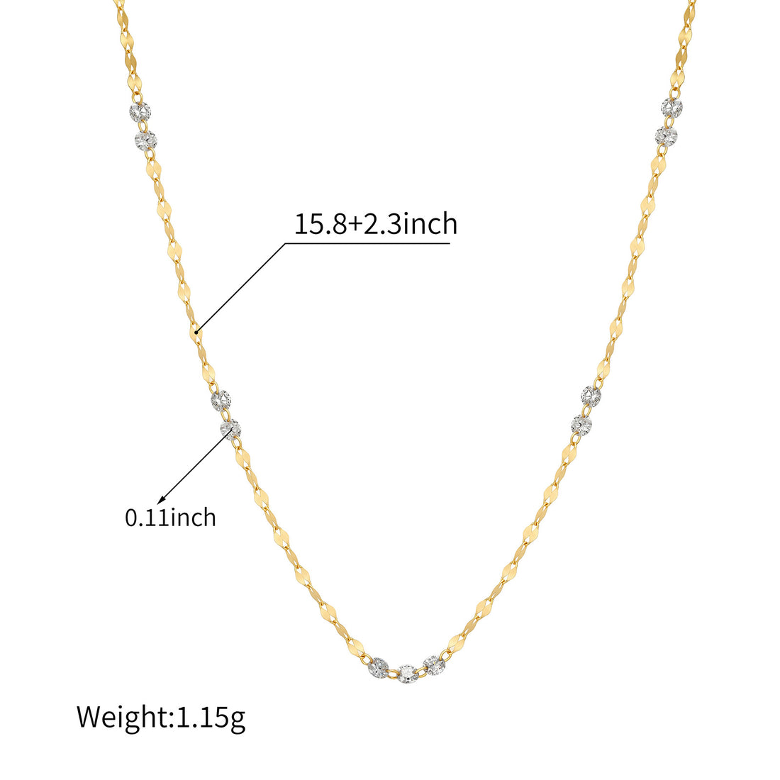 18K Gold Fish Lip Chain Lab-Grown Diamond Necklace 1.2ct