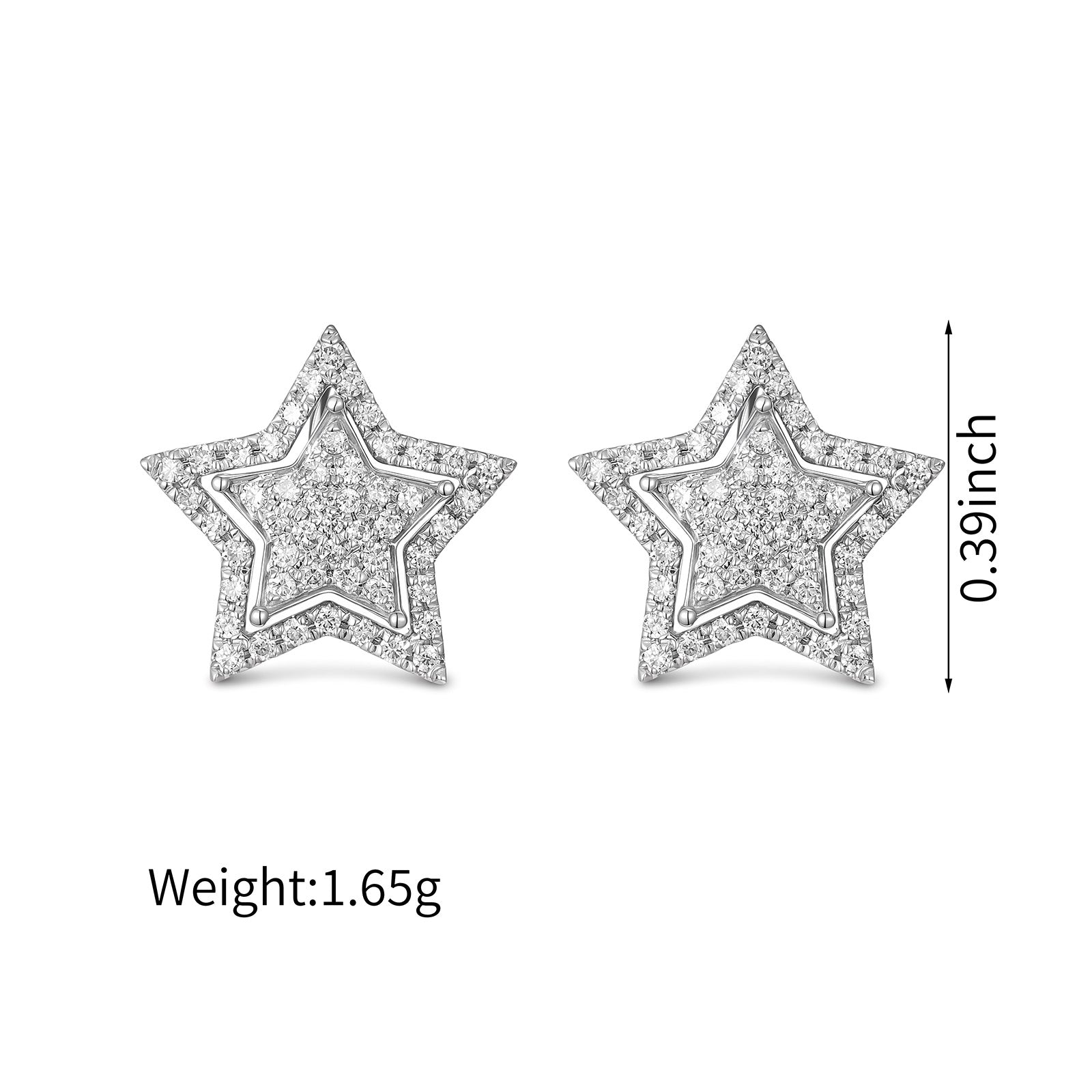 0.3ct Natural Diamond Star Stud Earrings
