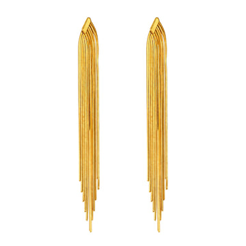 Long Snake Chain Tassel Drop Earrings in 18K Yellow Gold