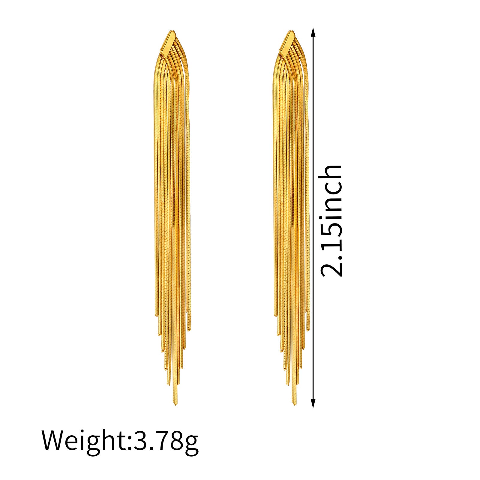 Long Snake Chain Tassel Drop Earrings in 18K Yellow Gold