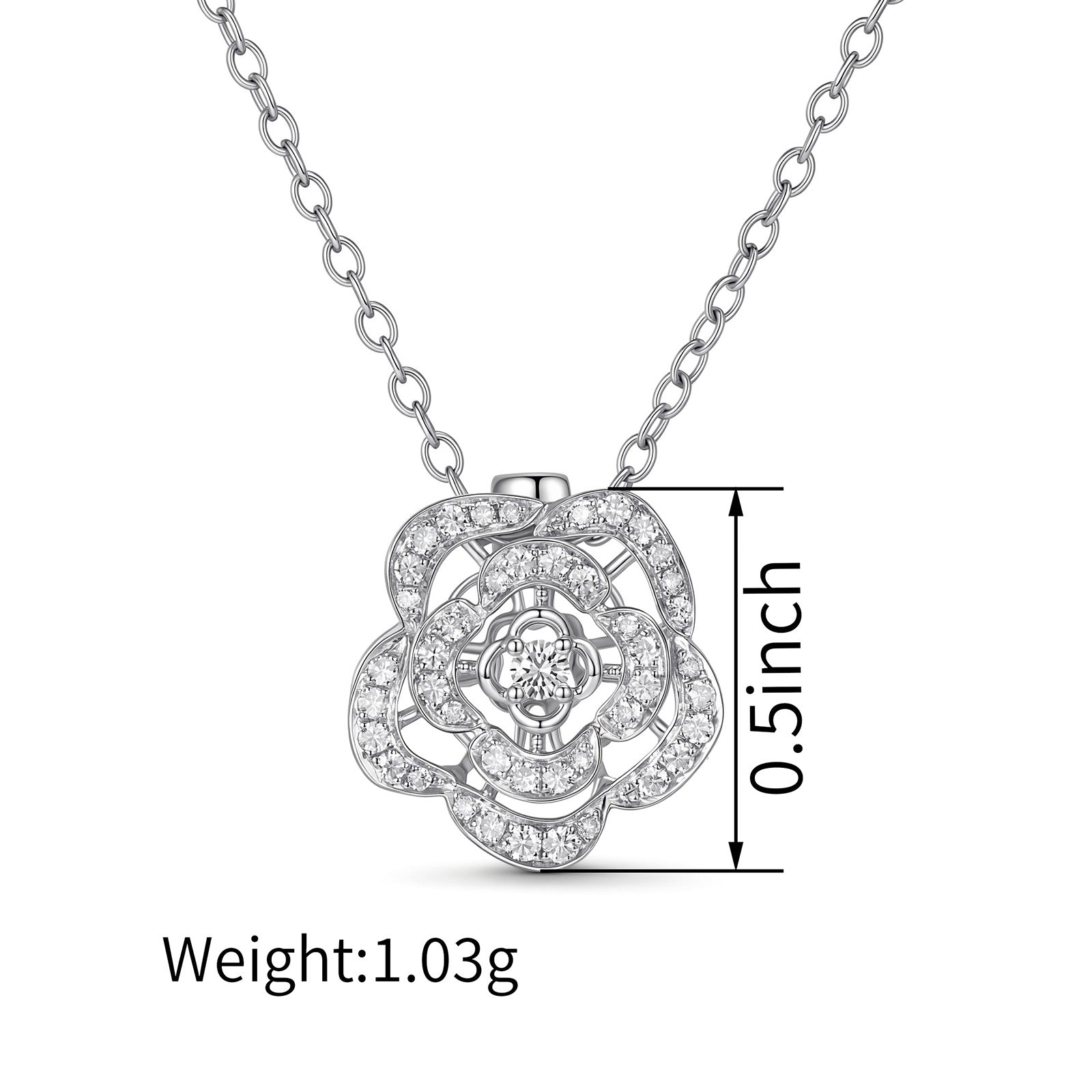 0.2ct Natural Diamond Camellia flower pendant Multi-Use 18K Gold