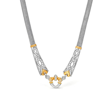 Nobuko Ishikawa K18 Two-Tone Diamond &amp; Sapphire Designer Necklace 0.75ct
