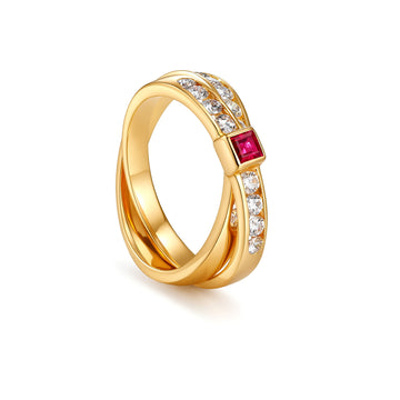 TASAKI Ring in K18 Yellow Gold with Ruby & Diamond