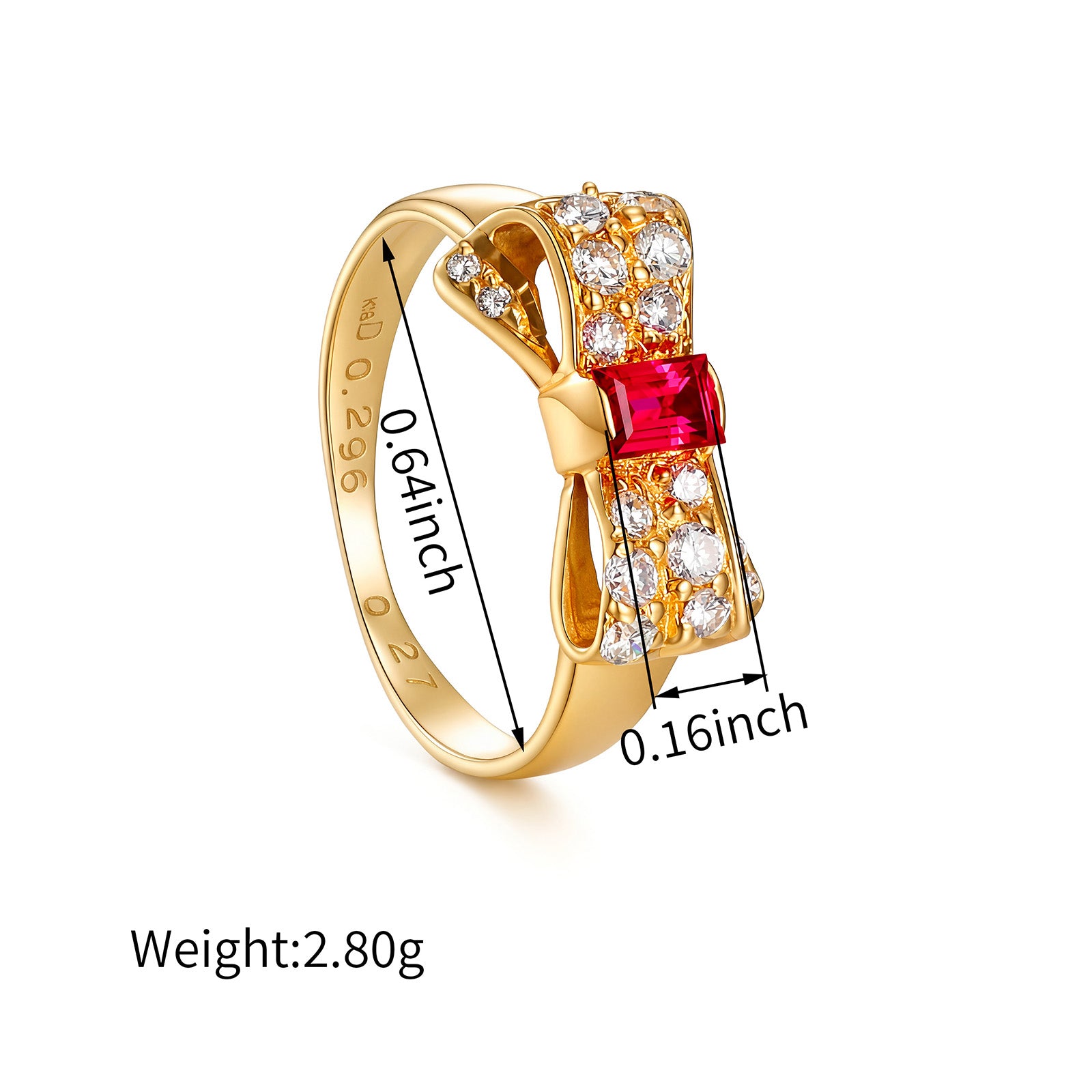 Ribon Ring in K18 Yellow Gold with Ruby & Diamond