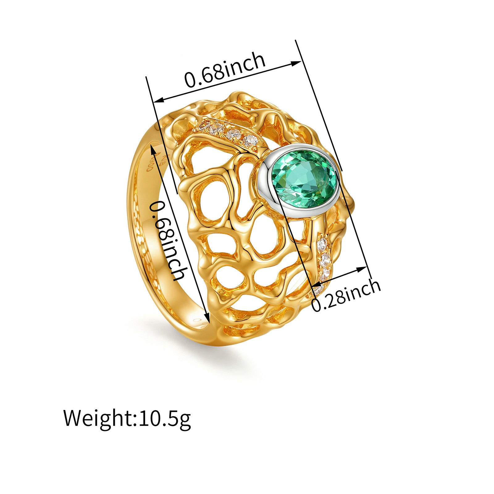 Vintage Ring in K18 Yellow Gold & Diamond with Green Tourmaline