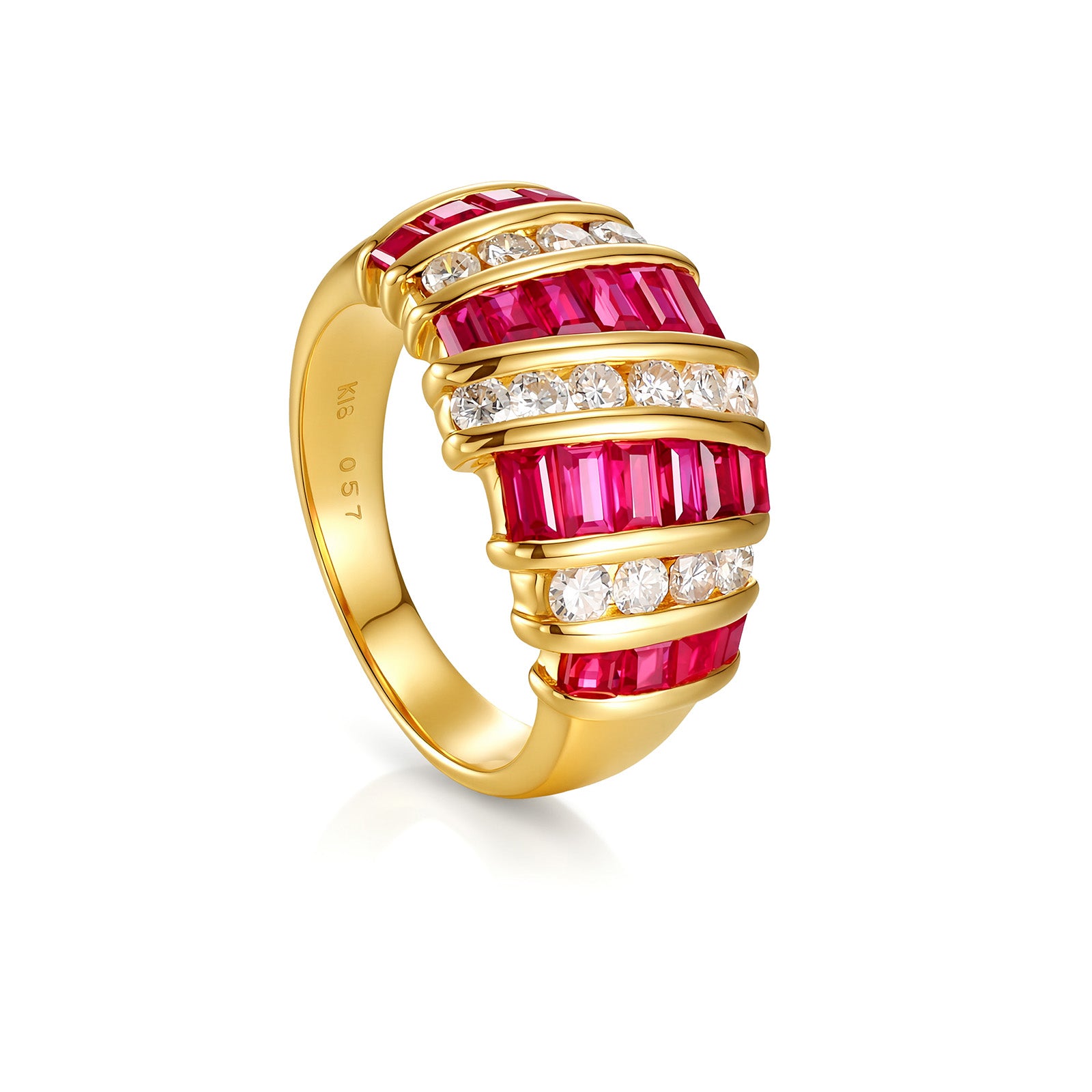 Ruby & Natural Diamond Croissant Ring | 2.00ct Rubies