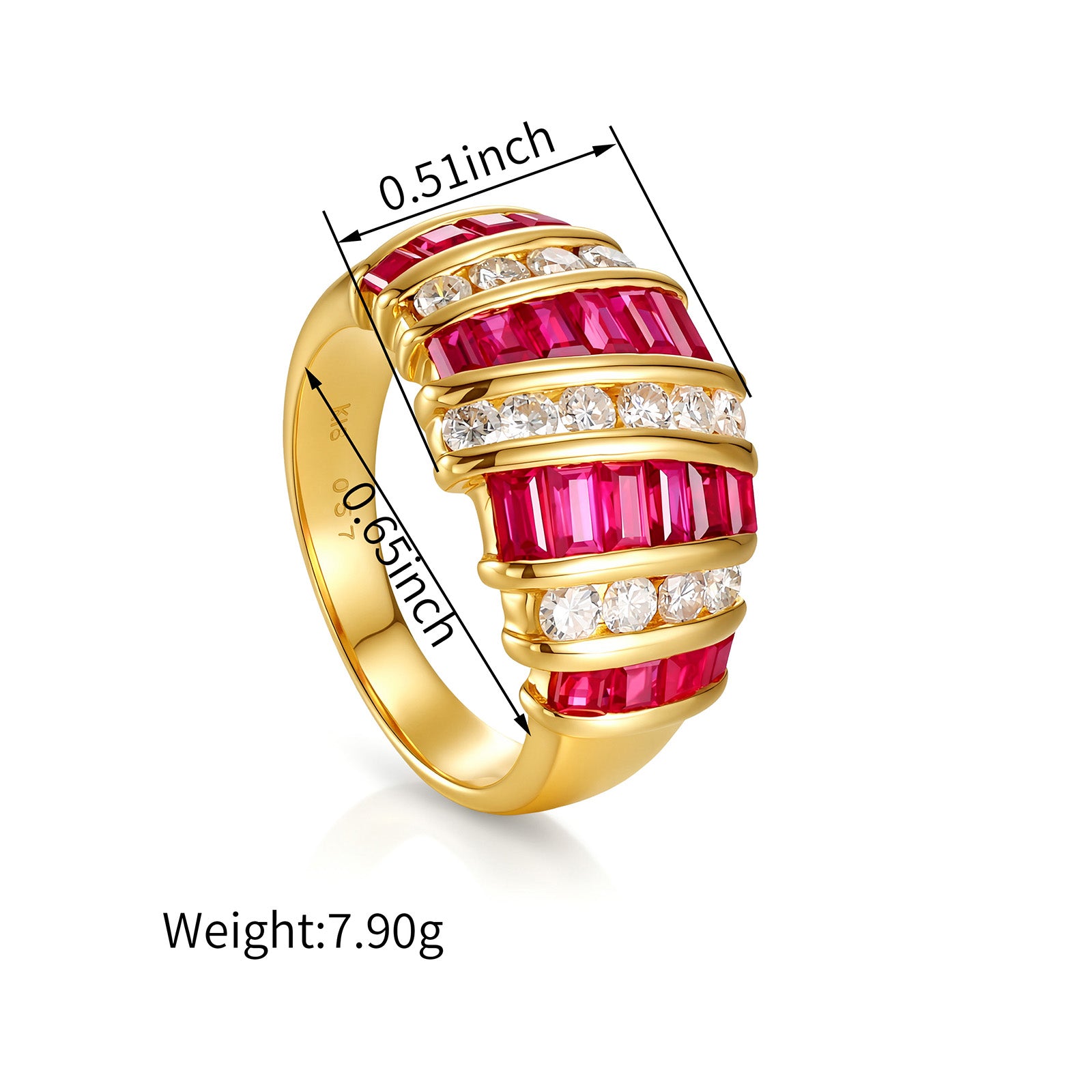 Ruby & Natural Diamond Croissant Ring | 2.00ct Rubies