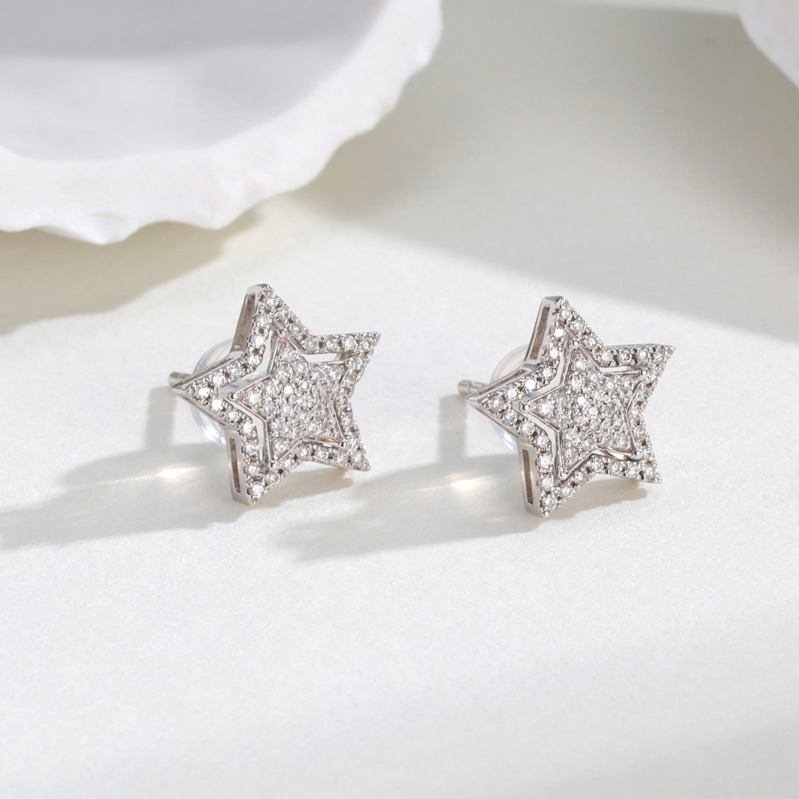 0.3ct Natural Diamond Star Stud Earrings