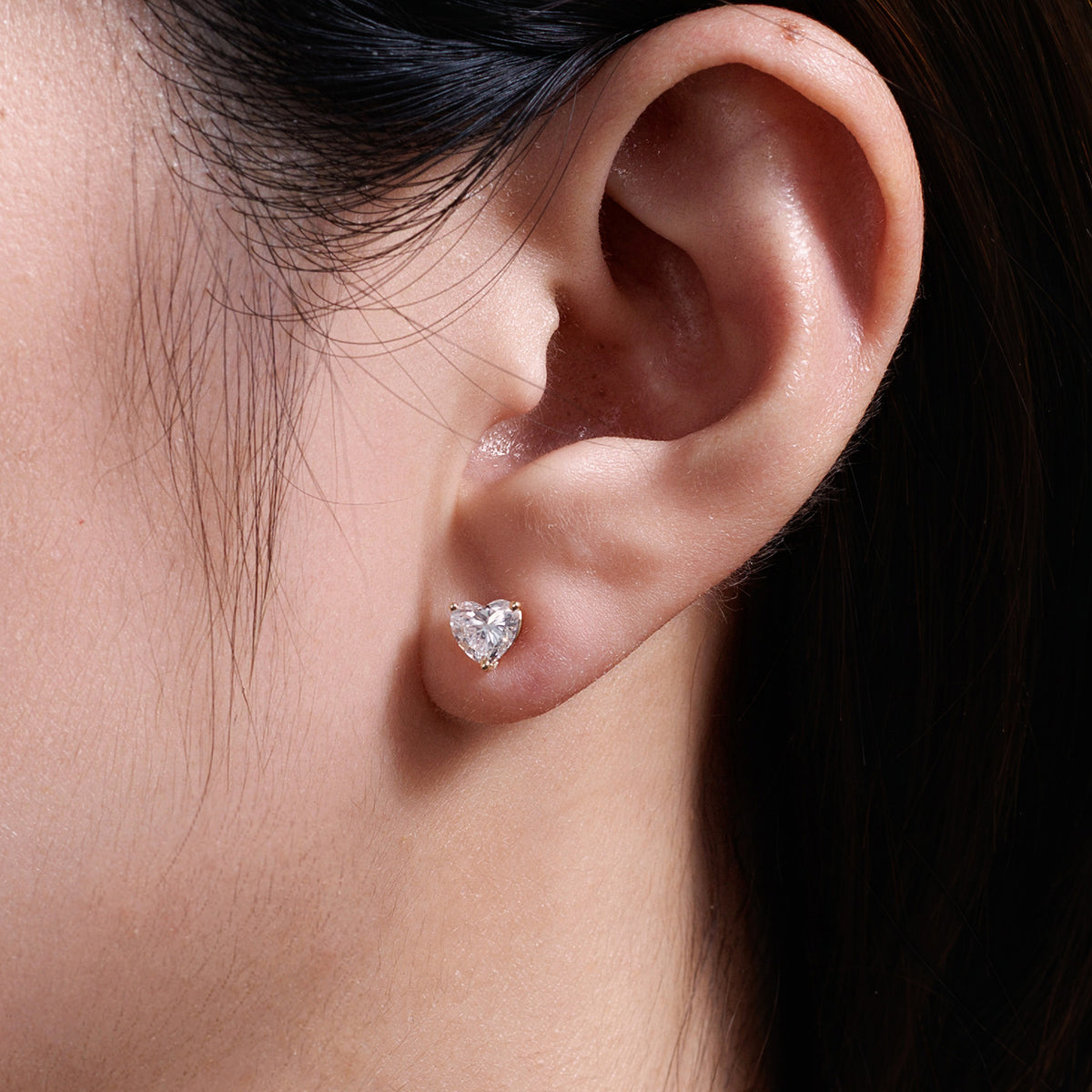 ⭐️1CT Lab Diamond Heart Stud Earrings in 14K Gold