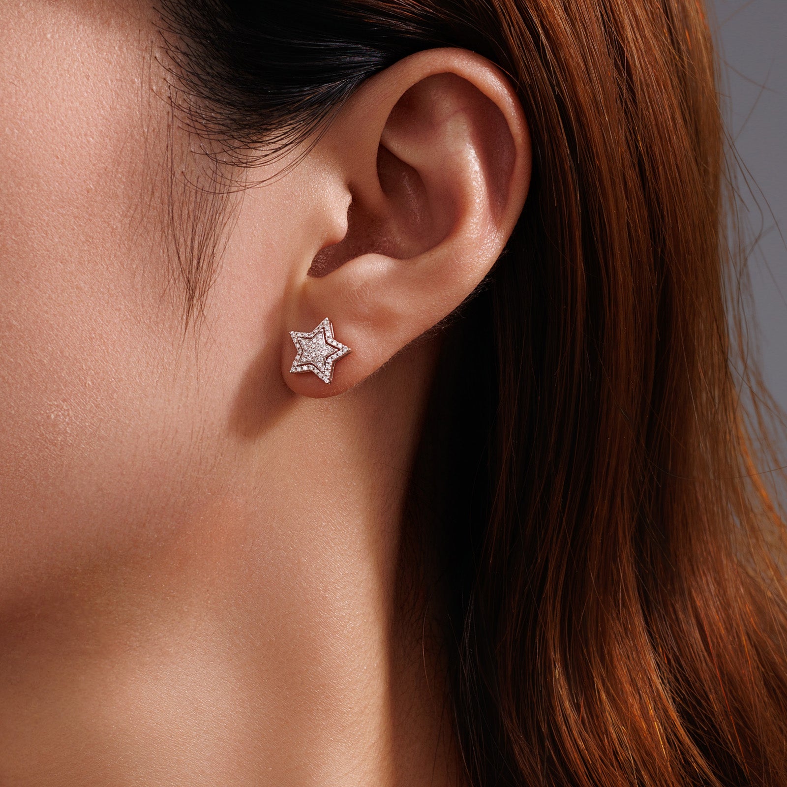 0.3ct Natural Diamond Star Stud Earrings