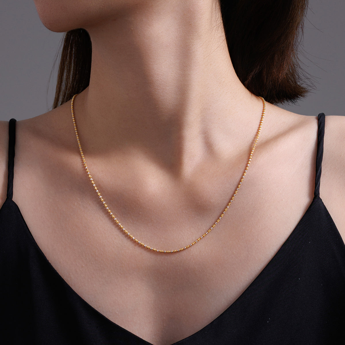 K18 Two-Tone Diamond-Cut Adjustable Chain Necklace | 23.6"