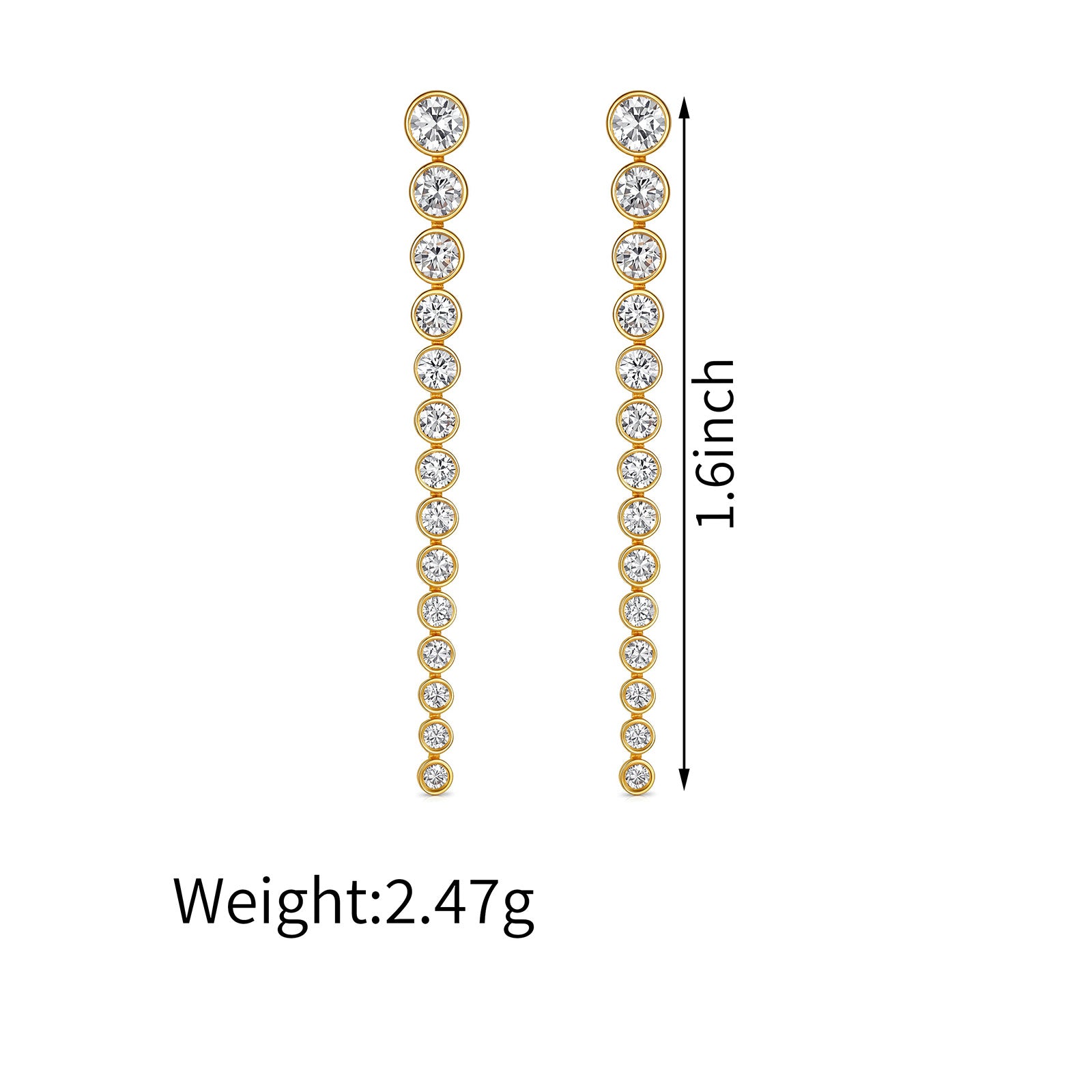 1.22CT Lab Grown Diamond Graduated Bezel Set Linear Drop Earrings in 14K