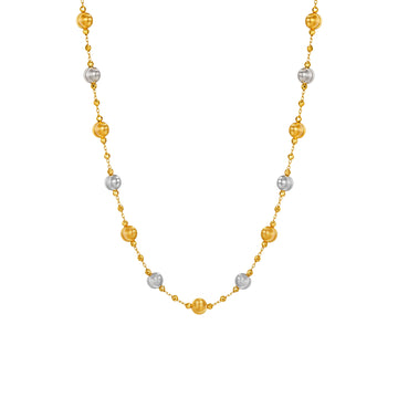 Two-Tone Cat's Eye Bead Station Necklace in 18K