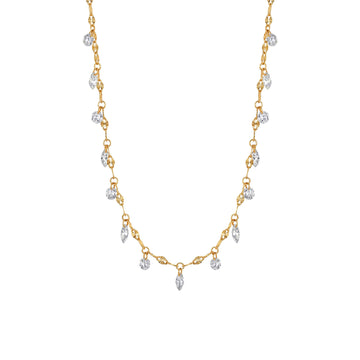 ⭐️1CT Lab-Diamond Mixed Cut Dangle Station Necklace 14K