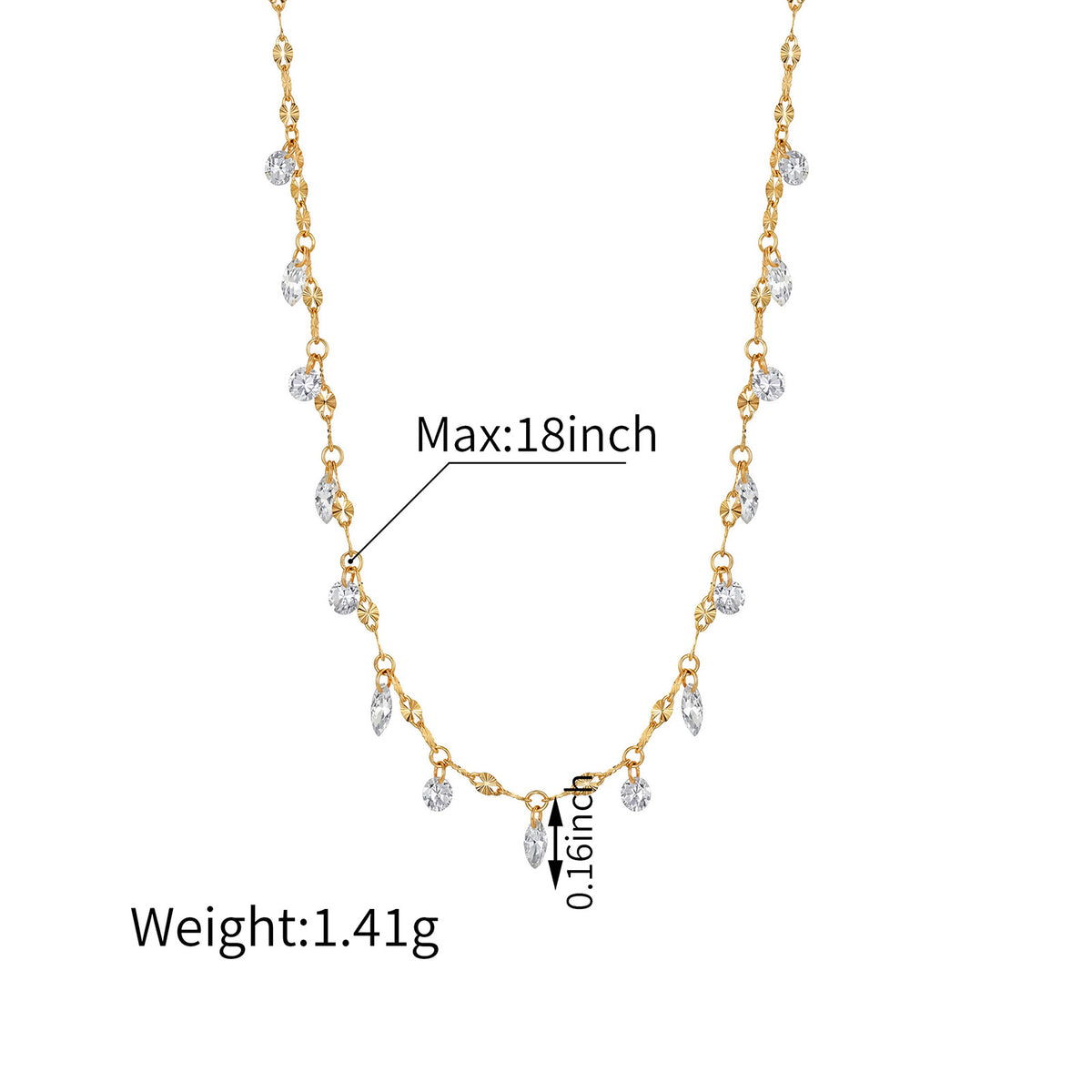 ⭐️1CT Lab-Diamond Mixed Cut Dangle Station Necklace 14K