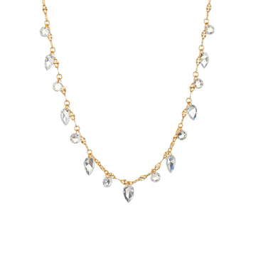 1.44CT Lab-Diamond Teardrop & Round Dangle Station Necklace 14K