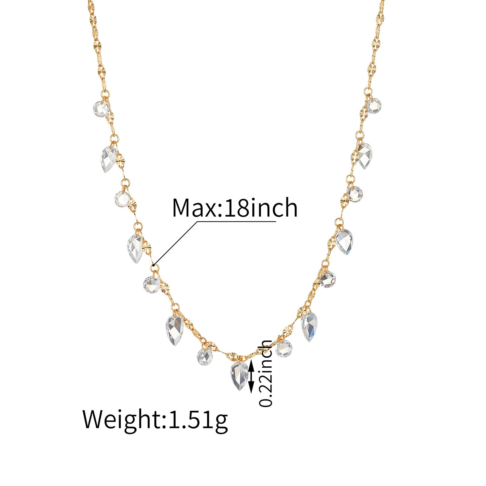 1.44CT Lab-Diamond Teardrop & Round Dangle Station Necklace 14K