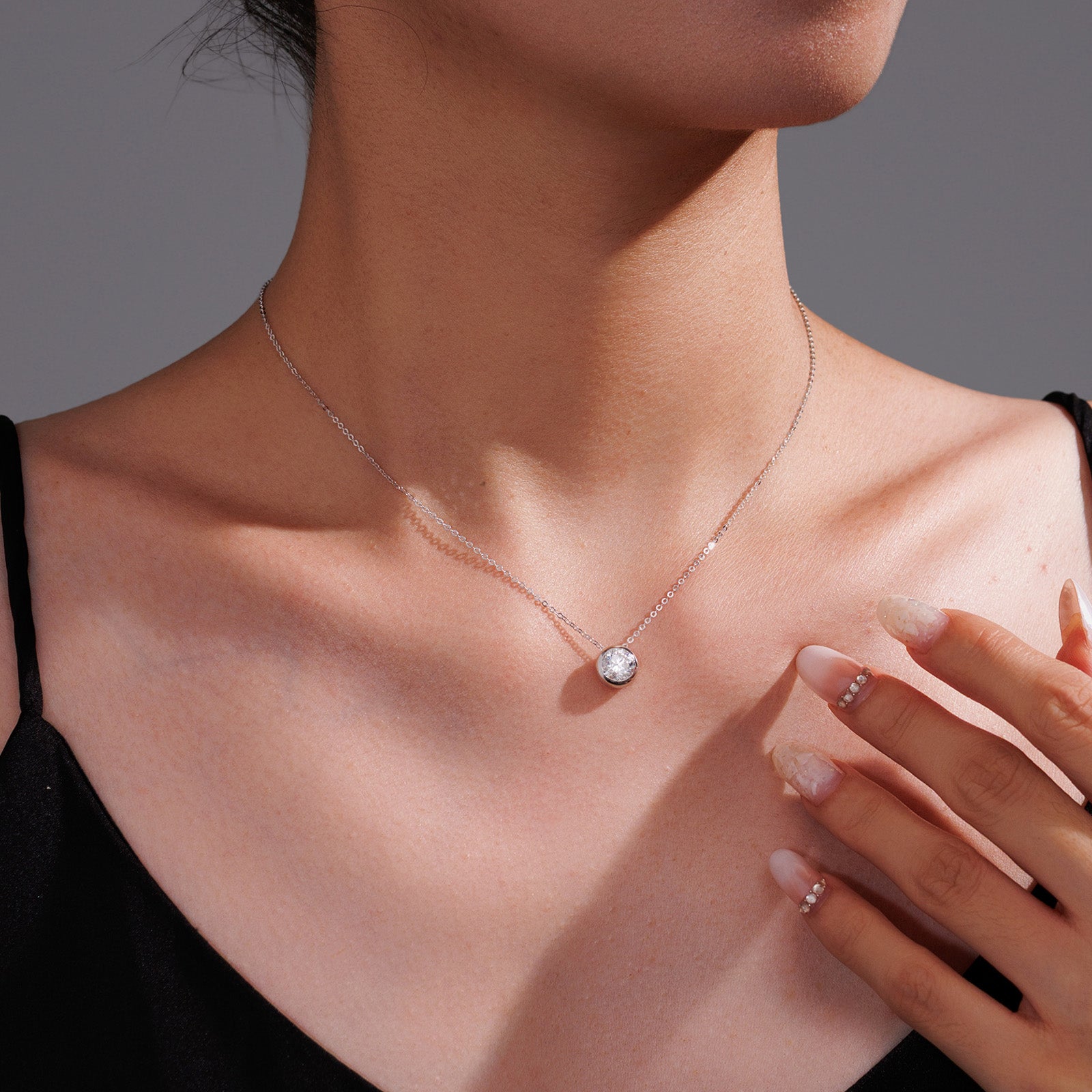 14K White & Yellow Gold Solitaire Diamond Pendant Necklace (1ct/p)
