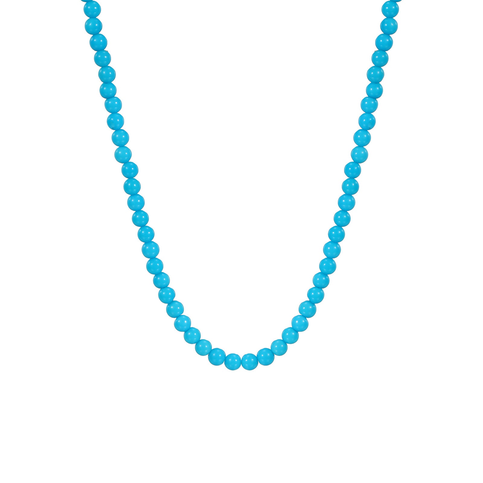 3mm Bright Blue Turquoise Bead Necklace 18K Gold Lantern Toggle Clasp
