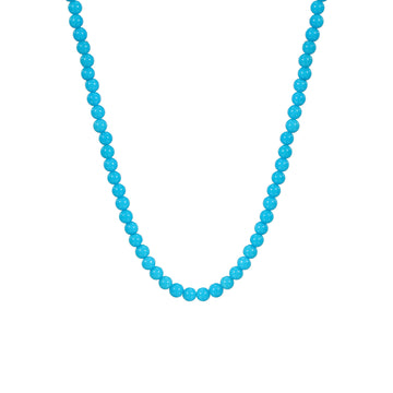 3mm Bright Blue Turquoise Bead Necklace 18K Gold Lantern Toggle Clasp