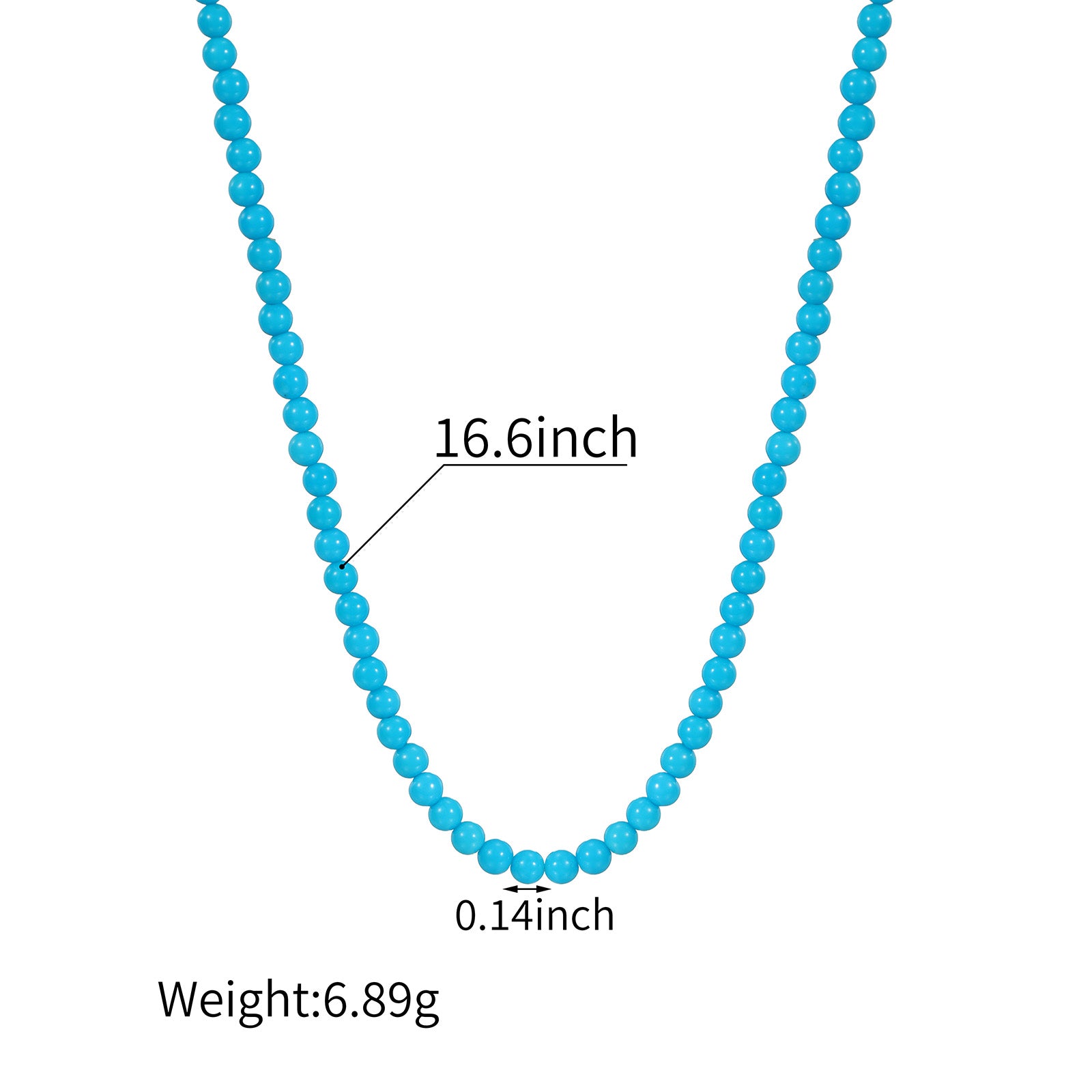 3mm Bright Blue Turquoise Bead Necklace 18K Gold Lantern Toggle Clasp