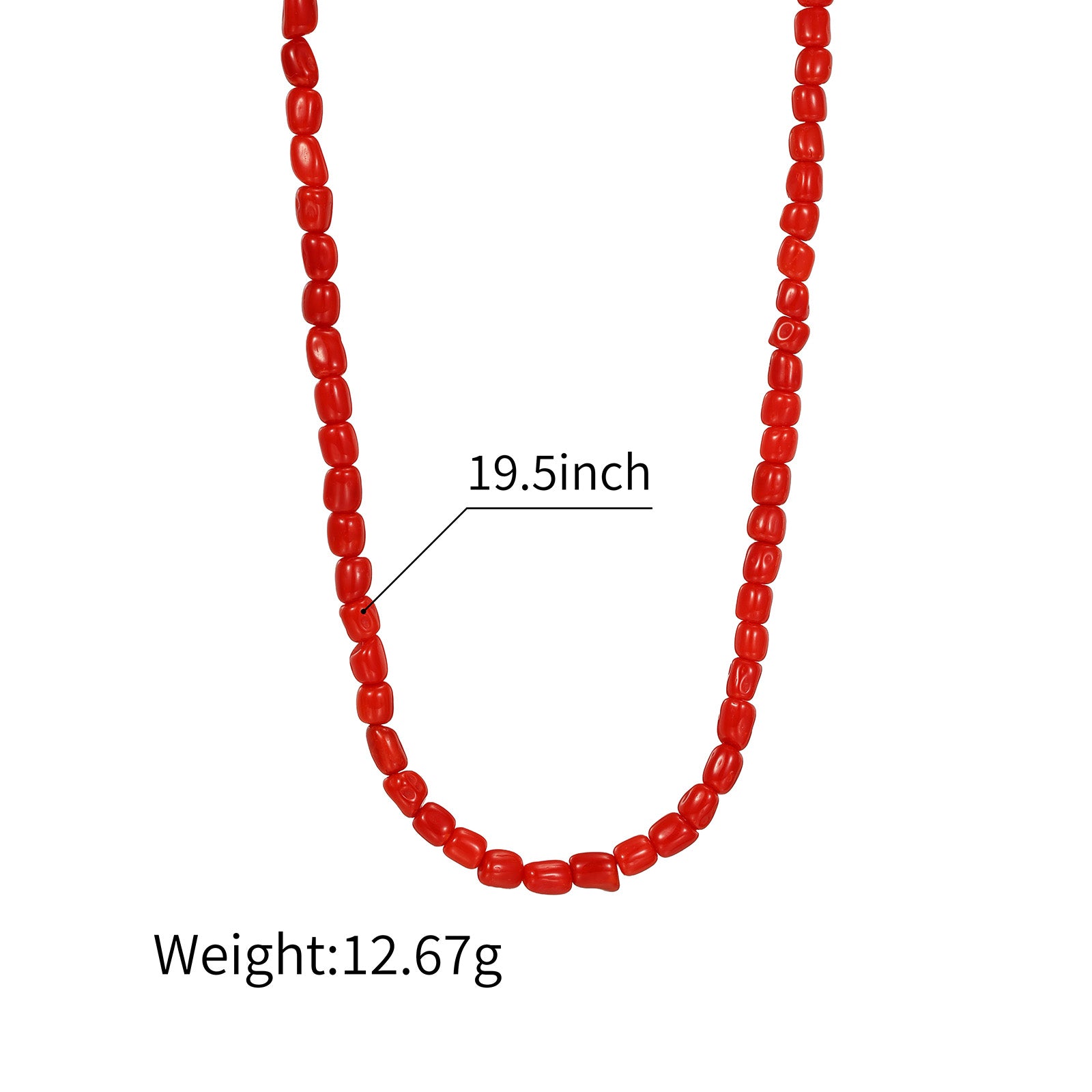Natural Oxblood Japanese Aka Coral  Tiny Rice Bead Single Strand Necklace with Silver Clasp