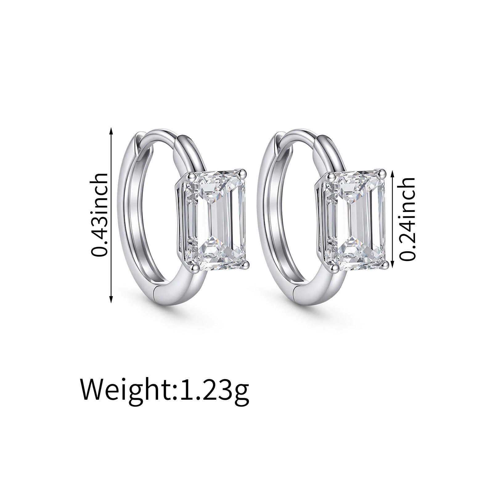 1.44CT Lab Grown Diamond Emerald Cut Huggie Hoop Earrings 14K