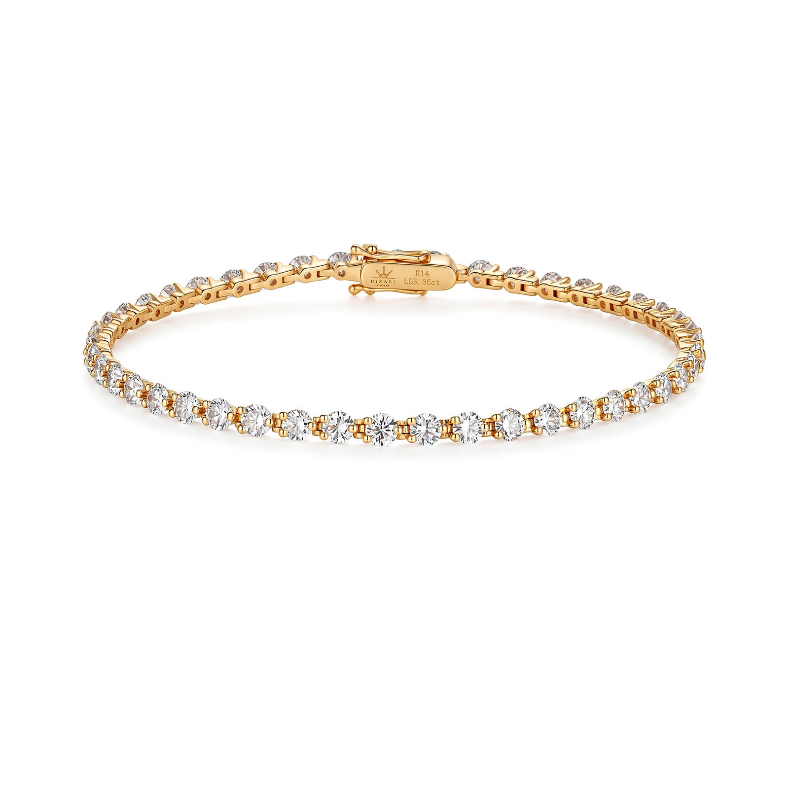 14K Yellow Gold Full Pave Round  Lab-Grown Diamond Tennis Bracelet