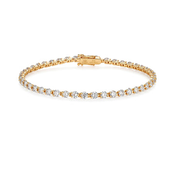 14K Yellow Gold Full Pave Round  Lab-Grown Diamond Tennis Bracelet