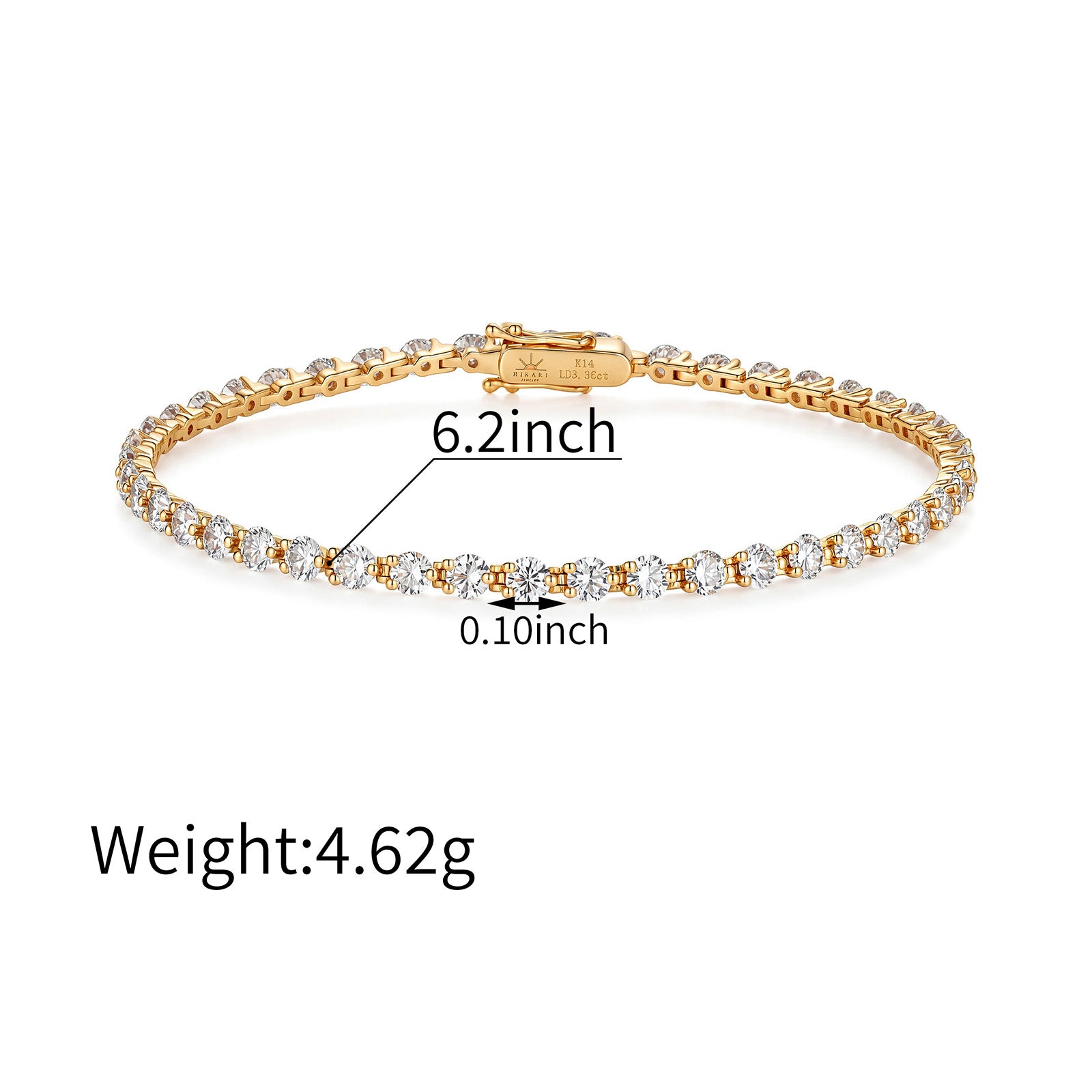 14K Yellow Gold Full Pave Round  Lab-Grown Diamond Tennis Bracelet