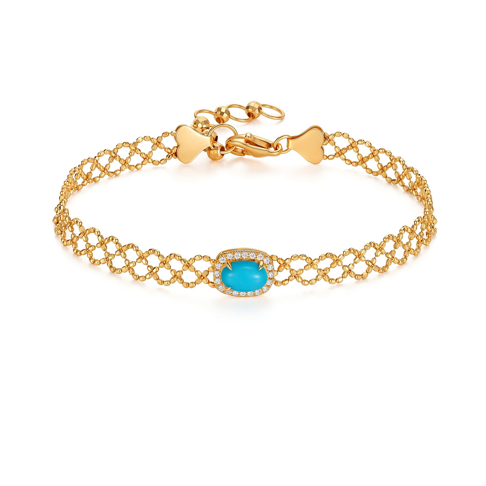 0.3CT Lace Turquoise with Natural Diamond Bracelet in 18K