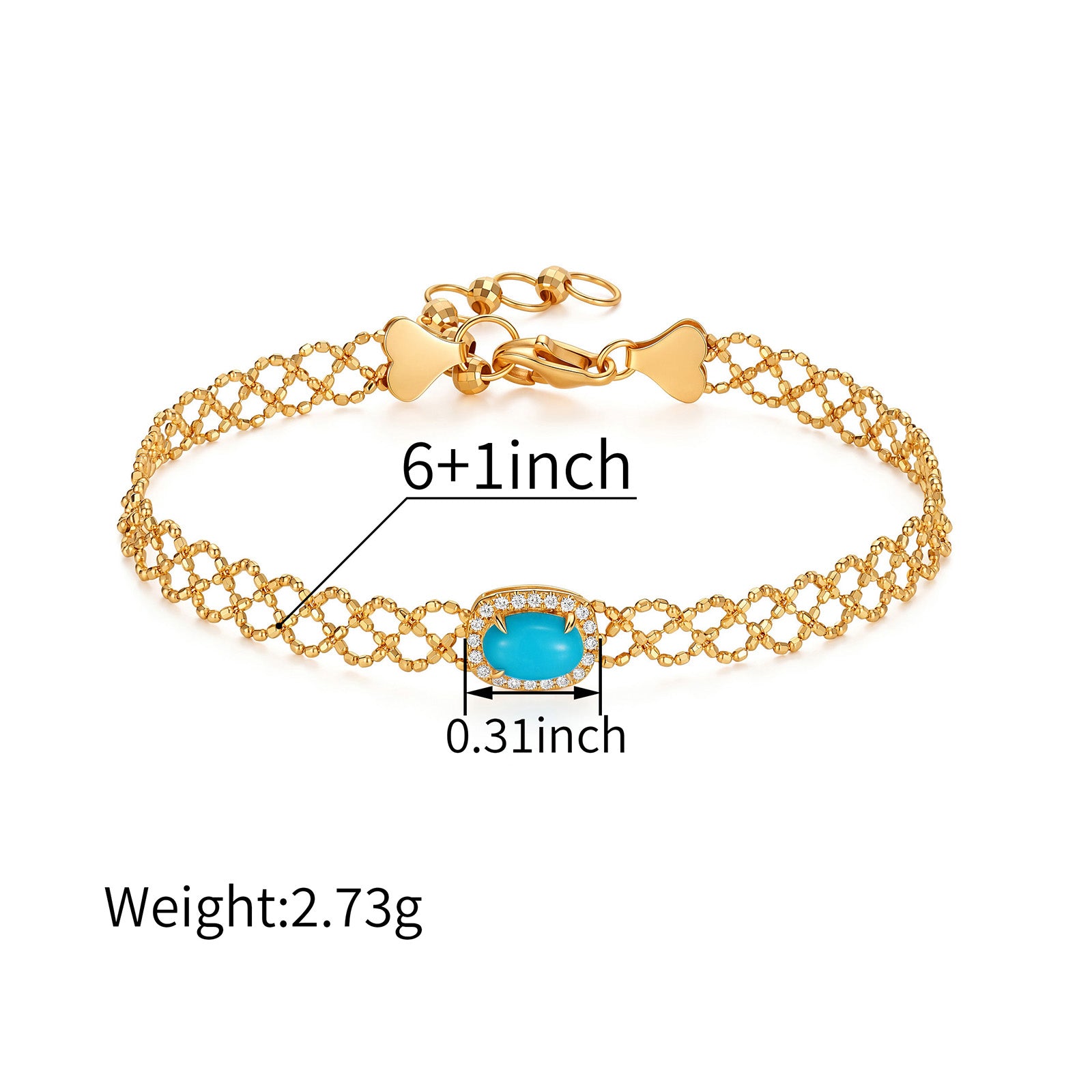 0.3CT Lace Turquoise with Natural Diamond Bracelet in 18K