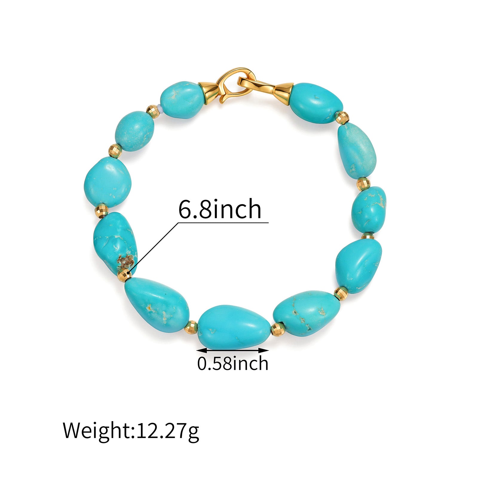 Natural Sleeping Beauty Turquoise Irregular Bead Bracelet  with laser-cut 18K spacer beads